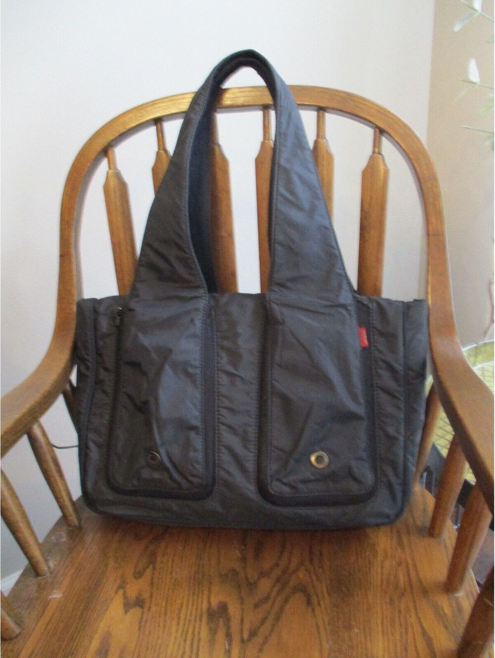 Hedgren Charcoal Grey Nylon Shoulder Tote Bag Travel Work Commuter Multi Pocket